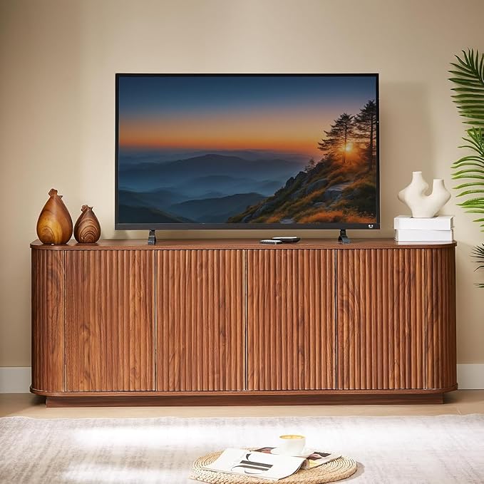 64'' Fluted TV Stand for TVs up to 75'', Modern Long Media Console