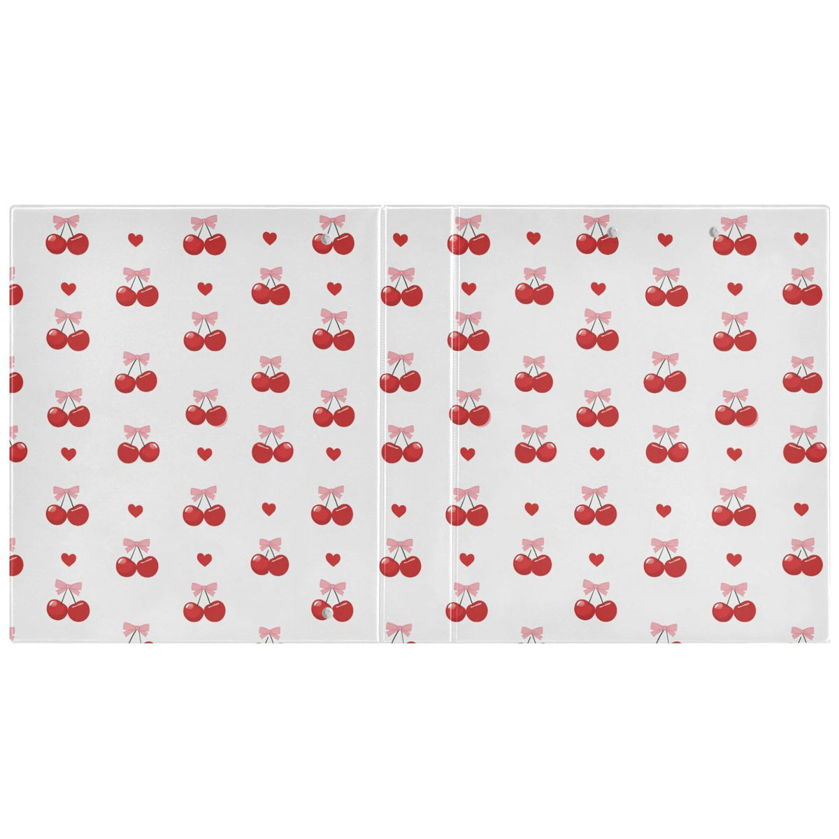 Red Cherry Bowknot Ring Binders 1.5 Blue Whtie Pink Bow 3 Ring Clipboard Binder for Office School Work Supplies File Folder 200 Sheet Capacity Easy Open