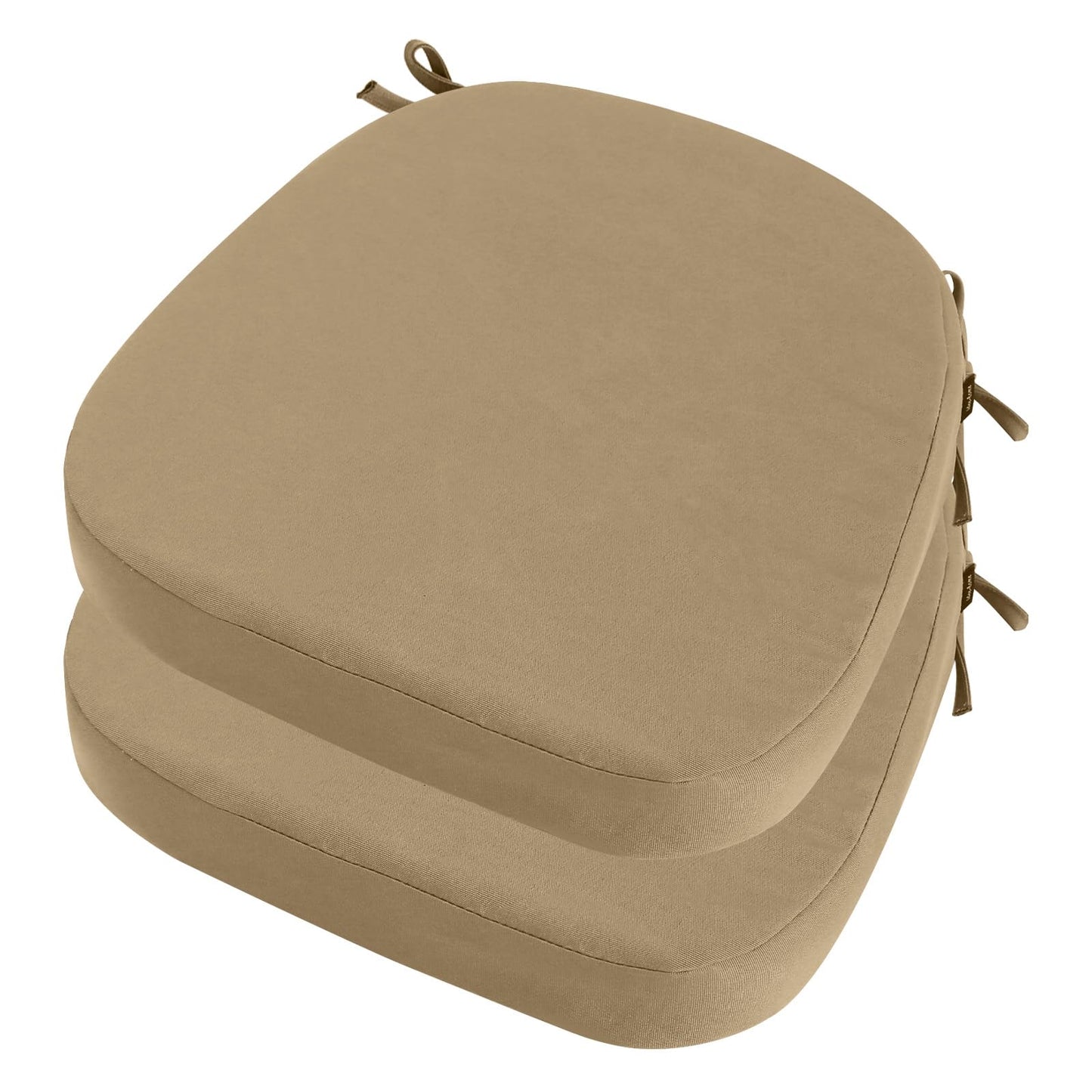 idee-home Outdoor Chair Cushions Set of 2, 17" x 17" Thick D-Shaped Patio Furniture Outdoor Seat Cushions Waterproof with Ties, Dining Pads
