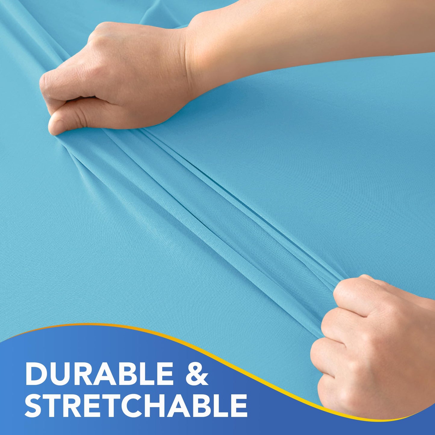 Enjoyidea Square Fitted Tablecloth 34x34 Inch-2 Pack Light Blue Card Elastic Spandex Table Cover-Small Stretch Folding Table Cloths Topper Cap for Kitchen Dining Picnic Patio Outdoor Party Tables