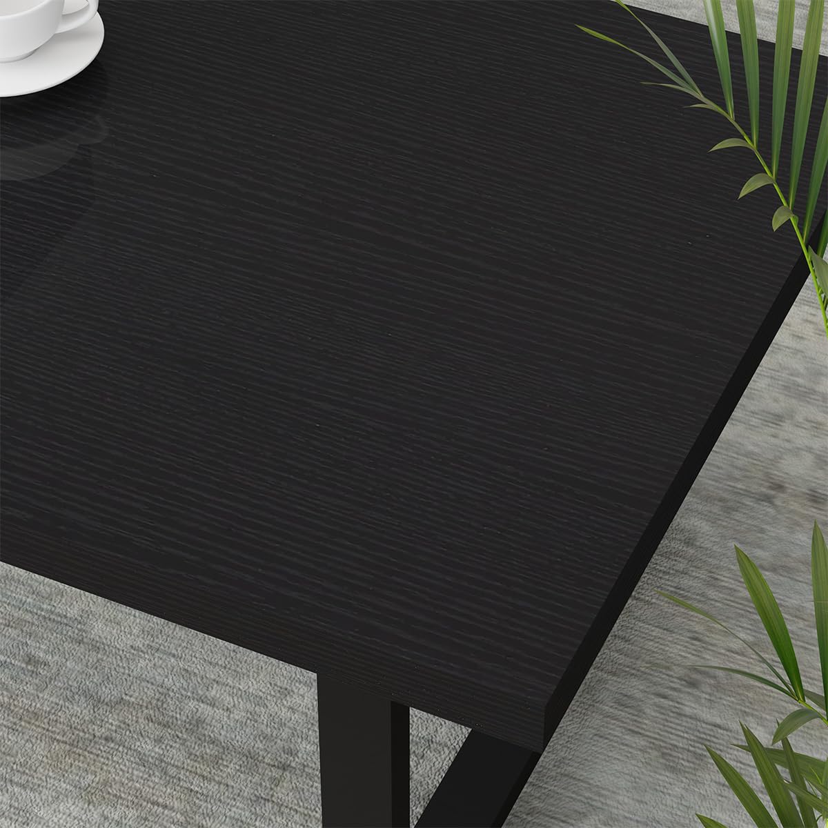 IBF Black Coffee Table, Minimalist Industrial Wooden Center Table, Modern Simple Rectangle Living Room Table, Farmhouse Wood and Metal Cocktail Coffee Table for Home Bedroom Office, Black Oak, 39 inch