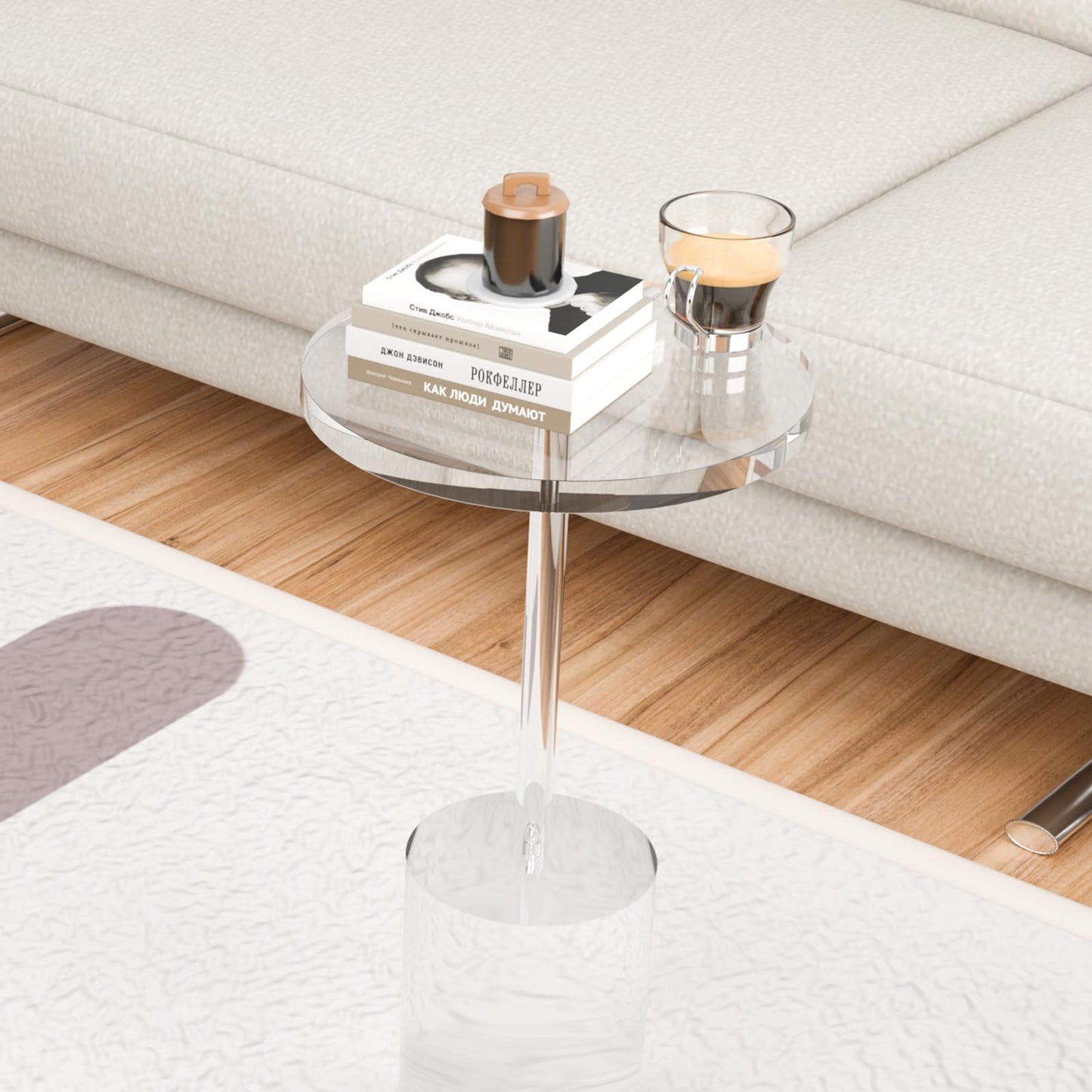 DigDozer Acrylic End Table, Modern Minimalist Acrylic Side Tables, Clear Side Table for Living Room, Bedroom, Office, Drink Table (12" D x 12" W x 21" H, Transparent)