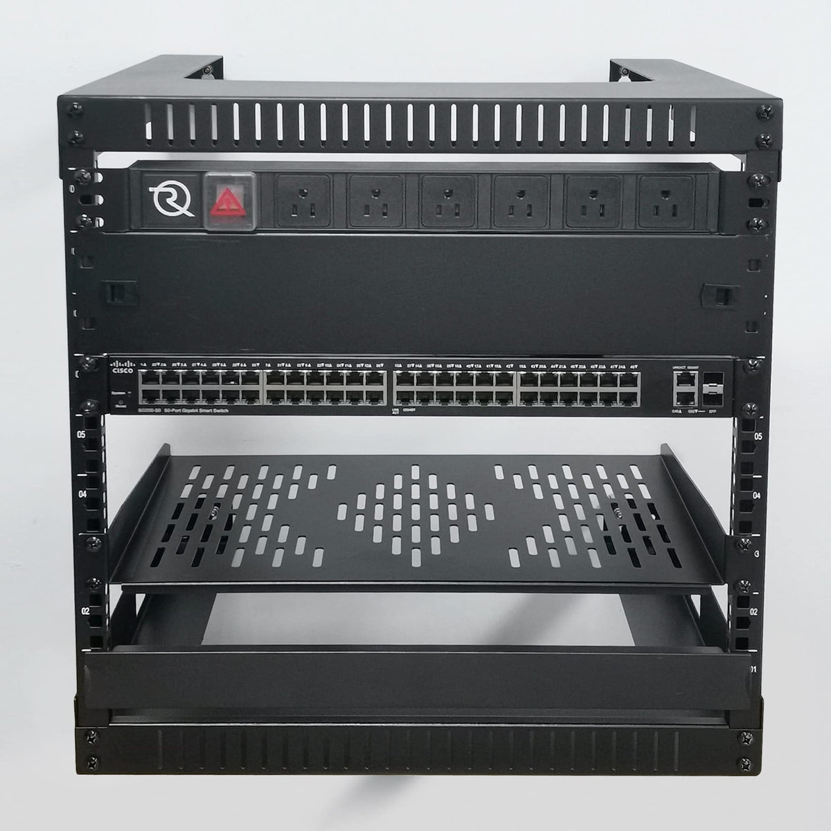 RIVECO 6U 19" Wall Mount Network Rack – 17.7" Deep 2 Post Shelf Open Frame Cabinet Easy Assembly Firm Constructed for Internet/Server/AV/Home Equipment/Patch Panel Heavy Duty Light Weight, Black