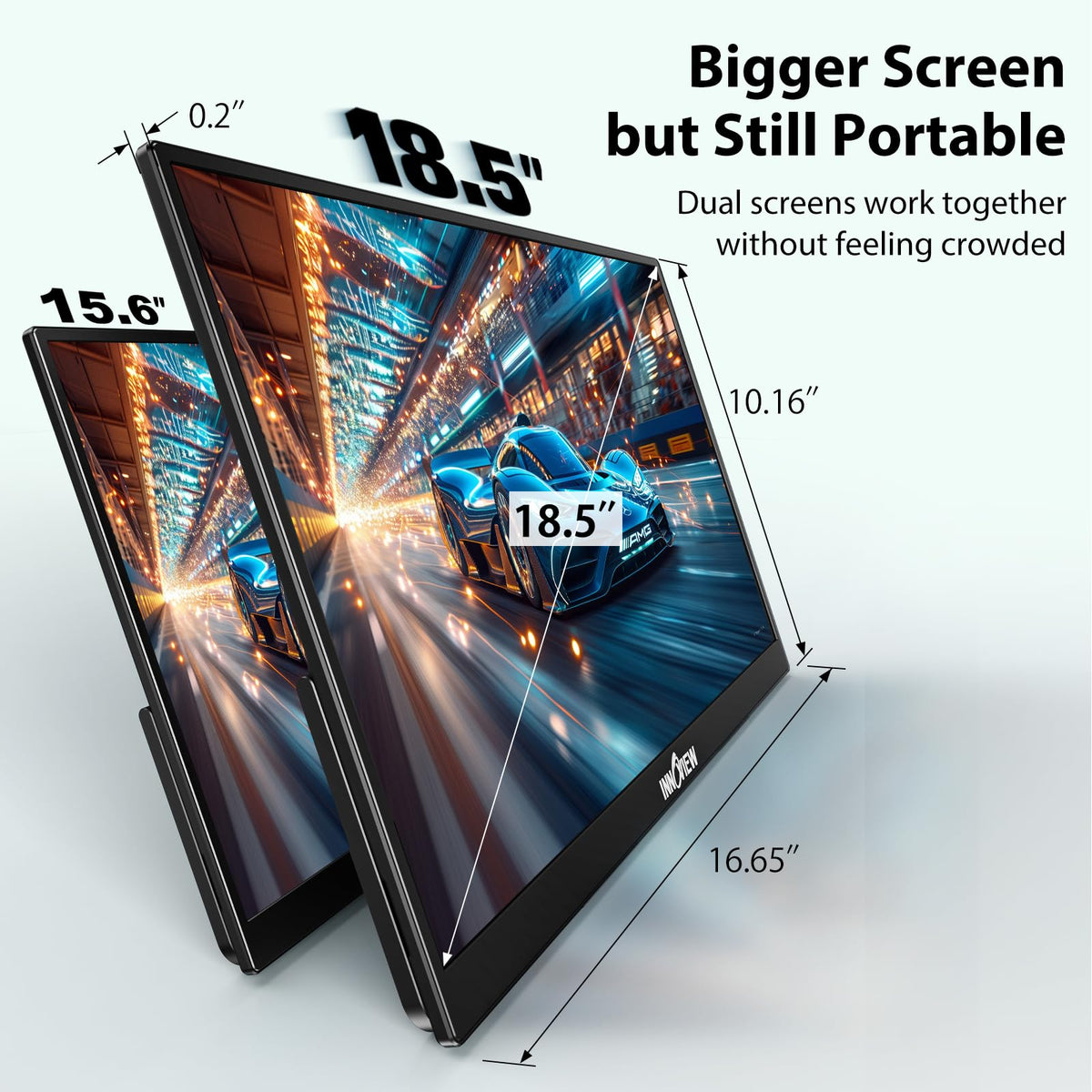 InnoView Portable Monitor 18.5 inch 100HZ 120% sRGB, 1080P FHD IPS Large Portable Monitors for Laptop USB C HDMI HDR Travel Monitor with Kickstand Mac PC Xbox PS4/5 Switch