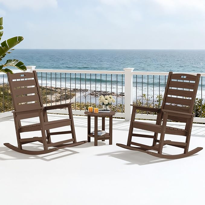 SERWALL Outdoor Rocking Chair Set of 2, Oversized Rocking Chair