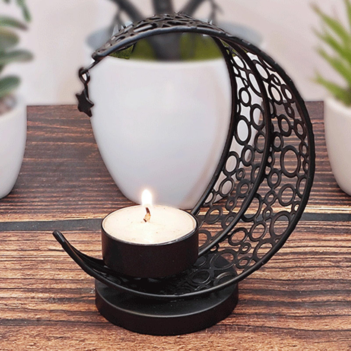 Moon Candle Holders, Metal Tealight Candle Holder for Moon Centerpiece, Decorative Middle East Eid Candlesticks Holder for Party Home Decor