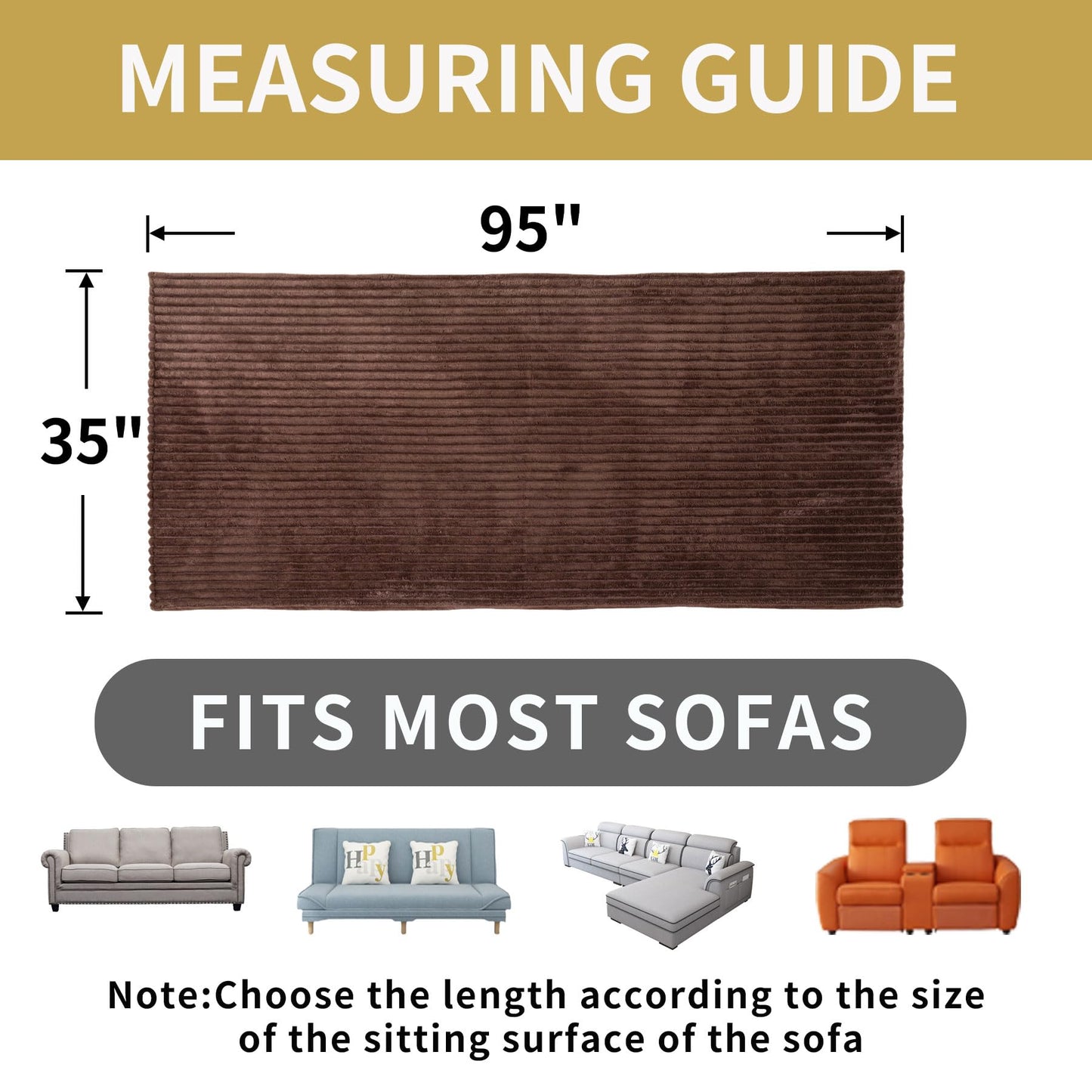 HAOMAIJIA Waterproof Couch Cover for Dogs Washable,Faux Fur Pet Couch Covers for Sofa,Soft Dog Bed Cover Non-Slip Couch Covers for 3 Cushion Couch Sofa Pet Friendly (Brown, 35" x 95" 1 Pack)