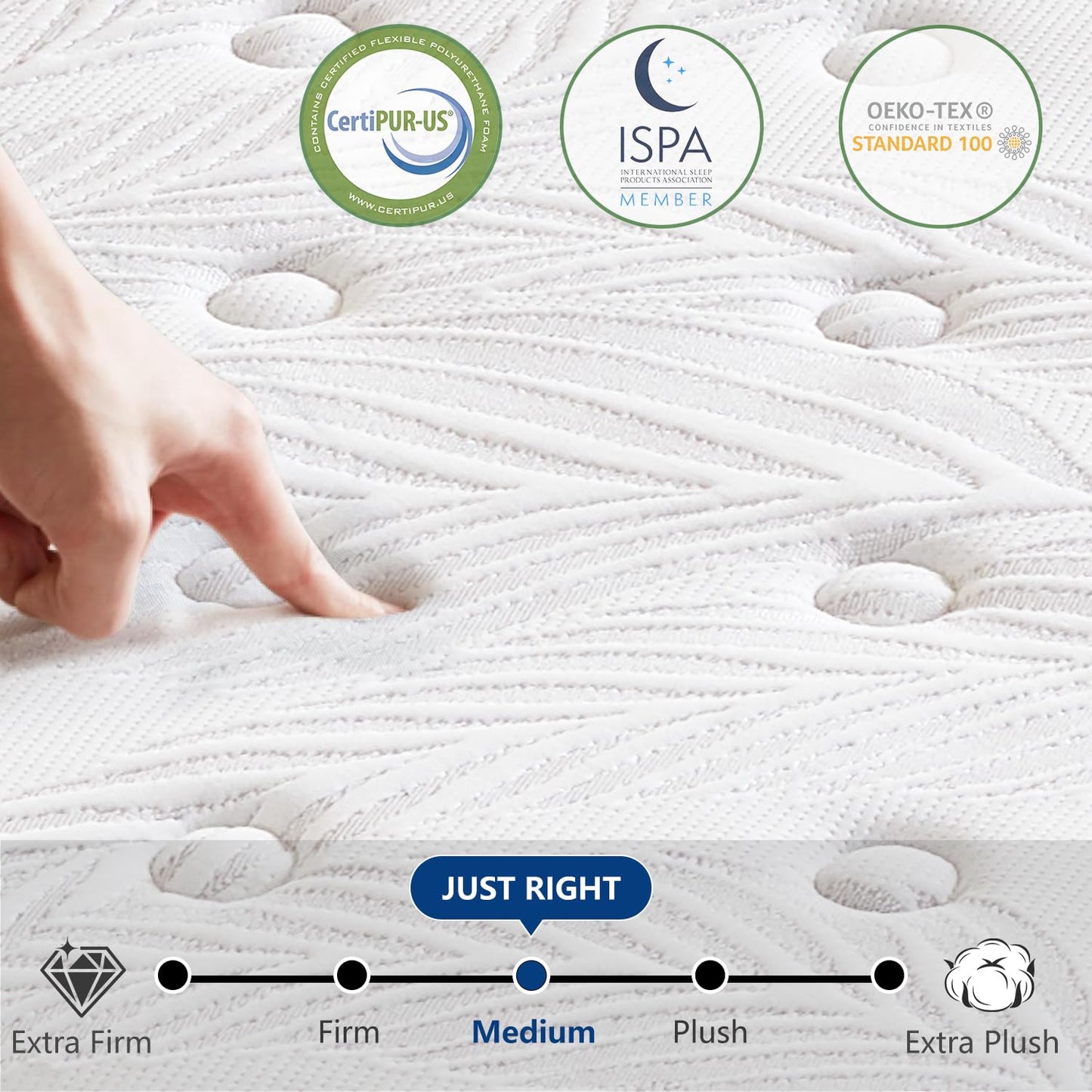6V-Sermmoo California King Mattress, 14 Inch Hybrid California King Size Mattress in a Box, Pocket Spring and Memory Foam, Motion Isolation, Edge Support, Medium Firm, CertiPUR-US