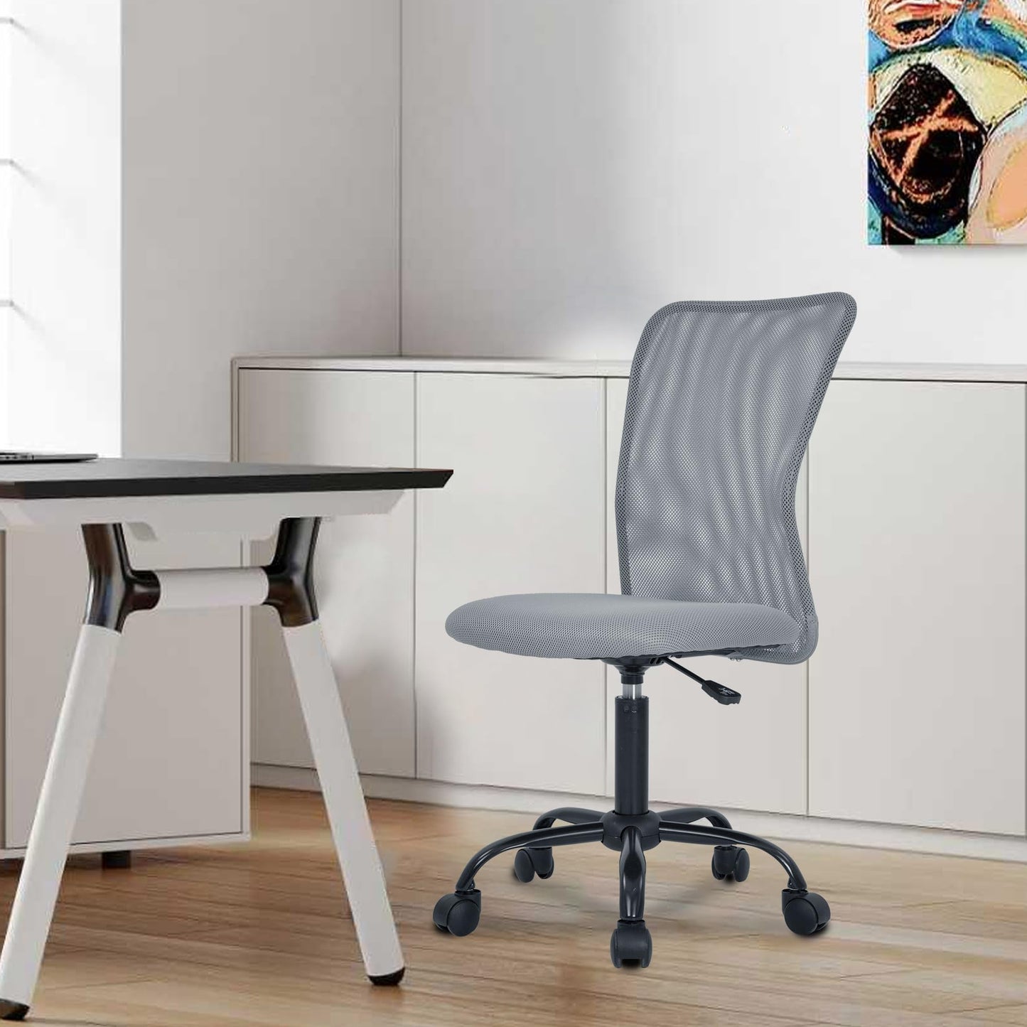 BestOffice Ergonomic Office Chair Desk Chair Mesh Computer Chair Armless Back Support Modern Executive Rolling Swivel Chair with Lumbar Support(Grey)