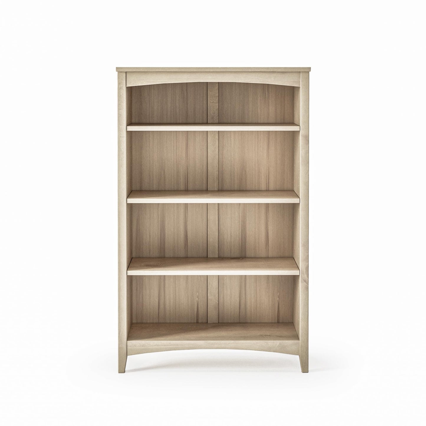 Camaflexi Shaker Style 4 Shelf Bookcase/Solid Wood / 48" High/Adjustable Shelving/Closed Back/Display Bookshelf for Living Room, Bedroom, Home and Office, Light Oak