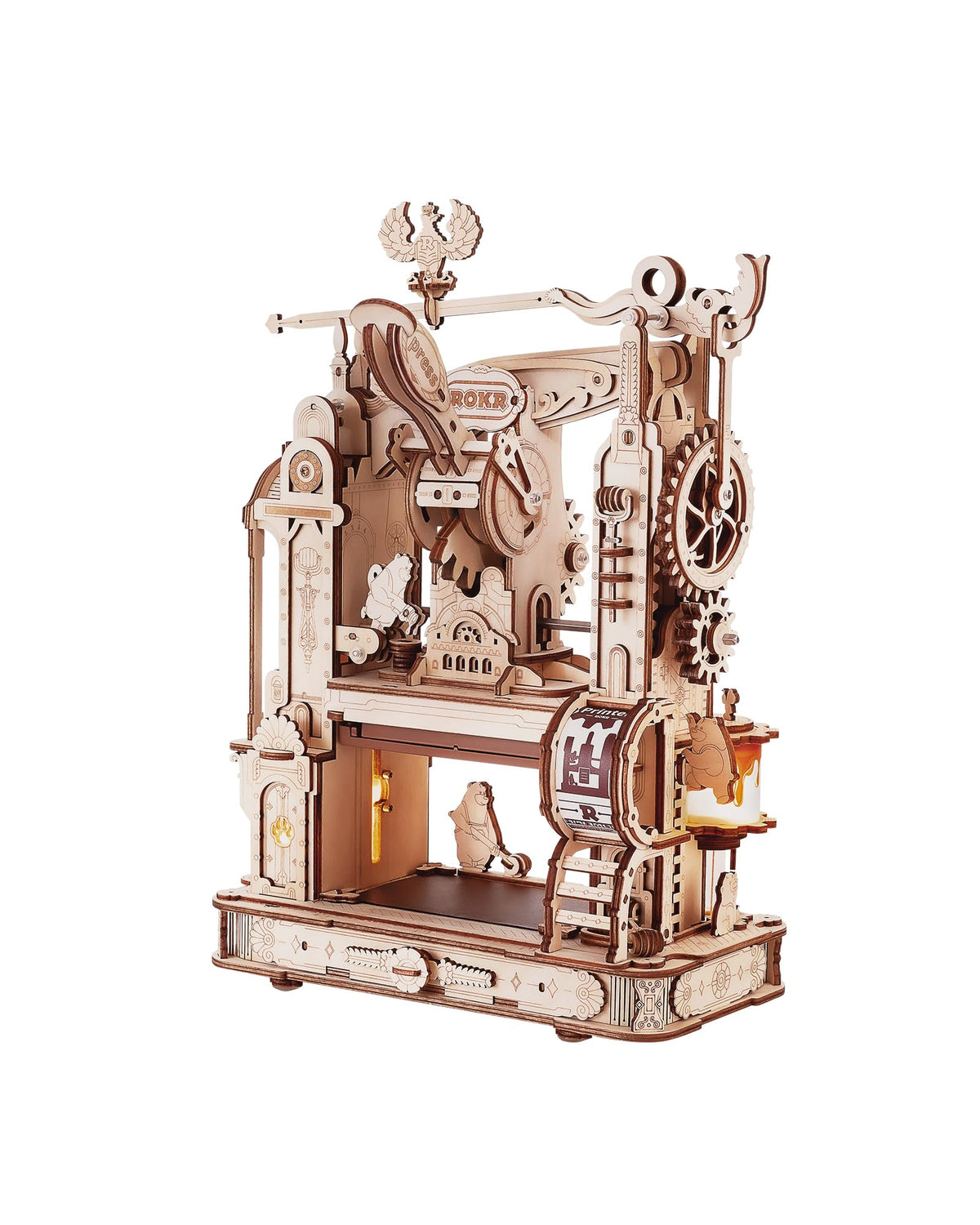 ROKR 3D Puzzle for Adults, Wooden Puzzles Classic Printing Press Model Building Kits, DIY Wood Crafts Cool Toys for Birthday, STEM Hobbies for Women Men (LK602)