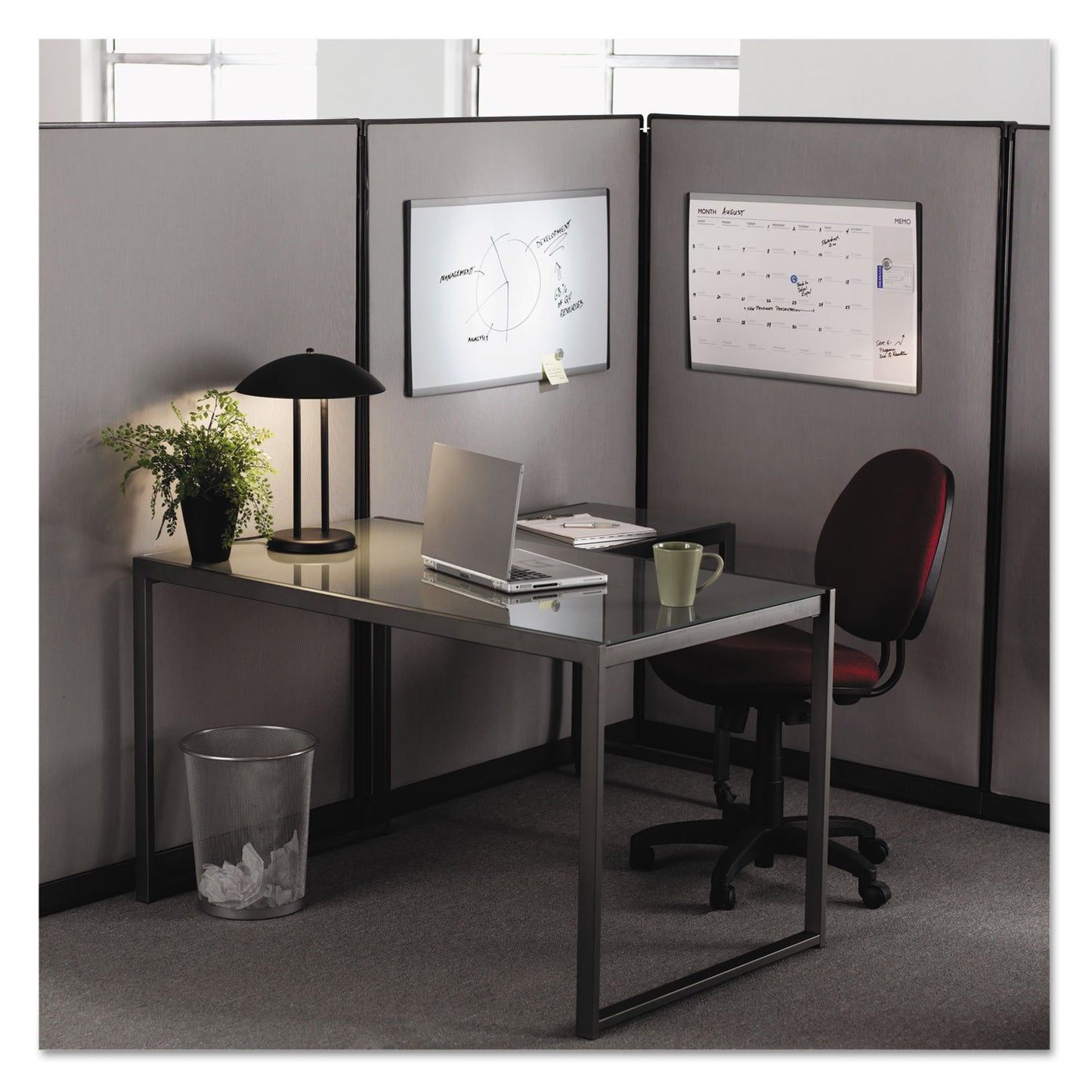 Quartet Dry Erase Board, Magnetic, 30" x 18", Whiteboard, Cubicle, Arc, Aluminum Frame (ARC3018)
