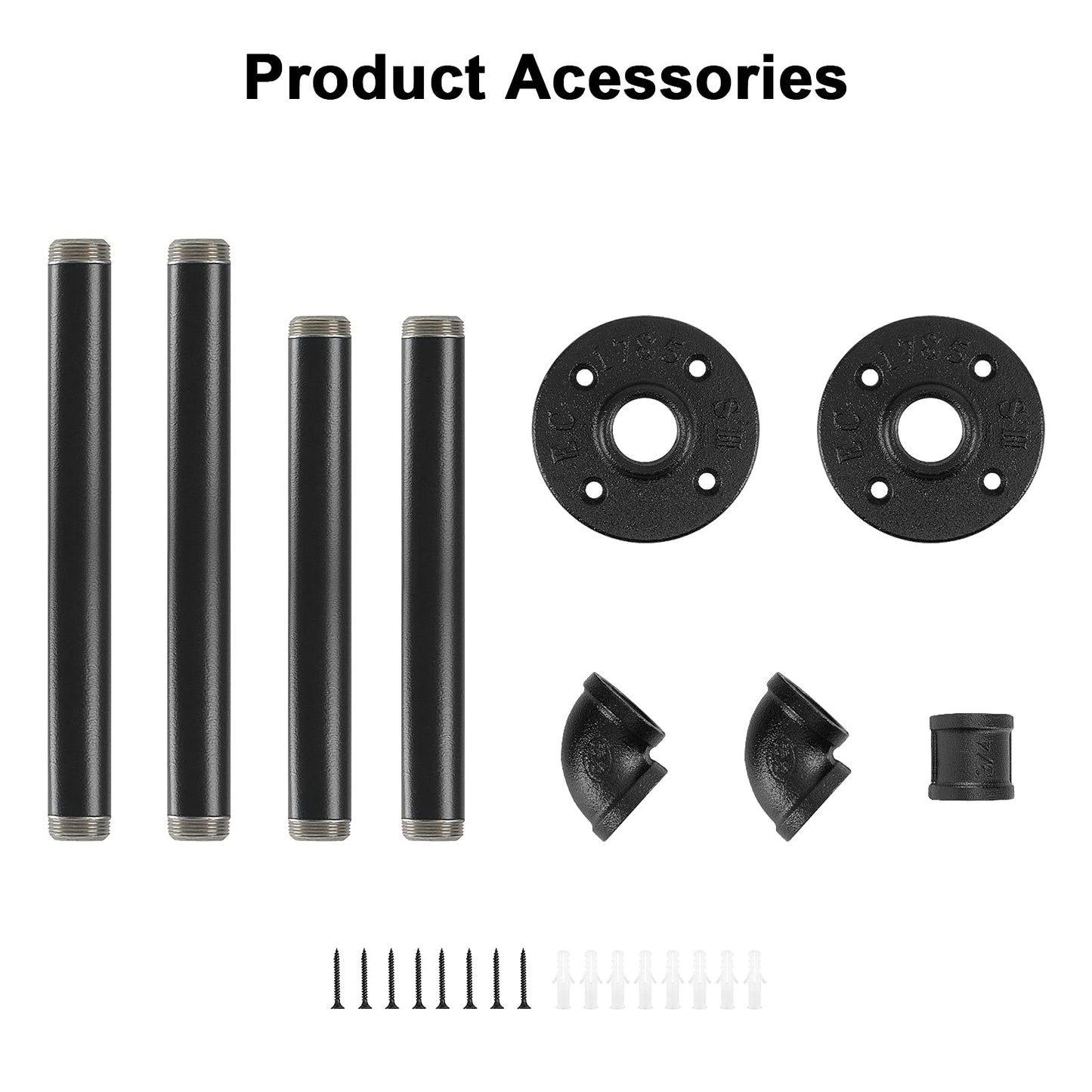 Jeasor Industrial Iron Pipe Clothes Hanging Bar DIY Wall-Mounted Garment Rack Heavy Duty Clothing Rack for Bedroom, Laundry Room, Closet Storage (Black 24 inch)