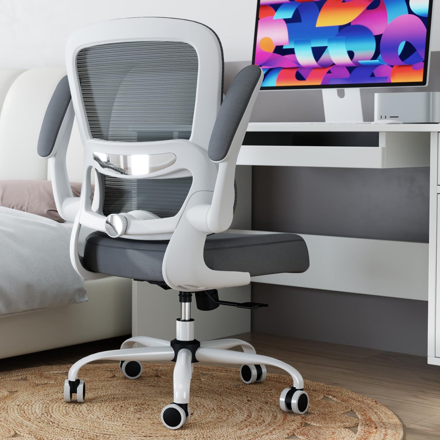 TRALT Office Chair - Ergonomic Desk Chair with Adjustable Lumbar Support, Mesh Computer Chair, Executive Chairs for Home Office Comfortable Lumbar Support (Ash Gray)