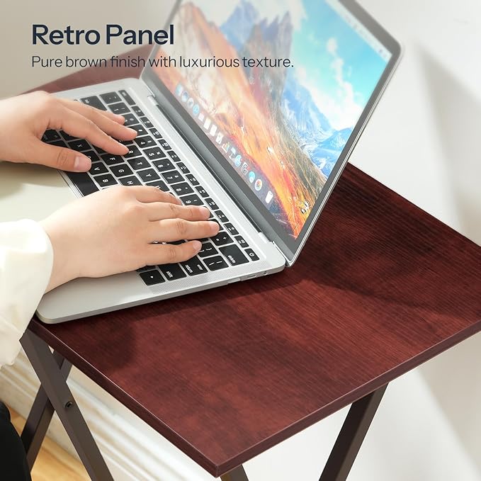 HOOBRO Folding TV Tray Tables, Industrial Snack Tables
