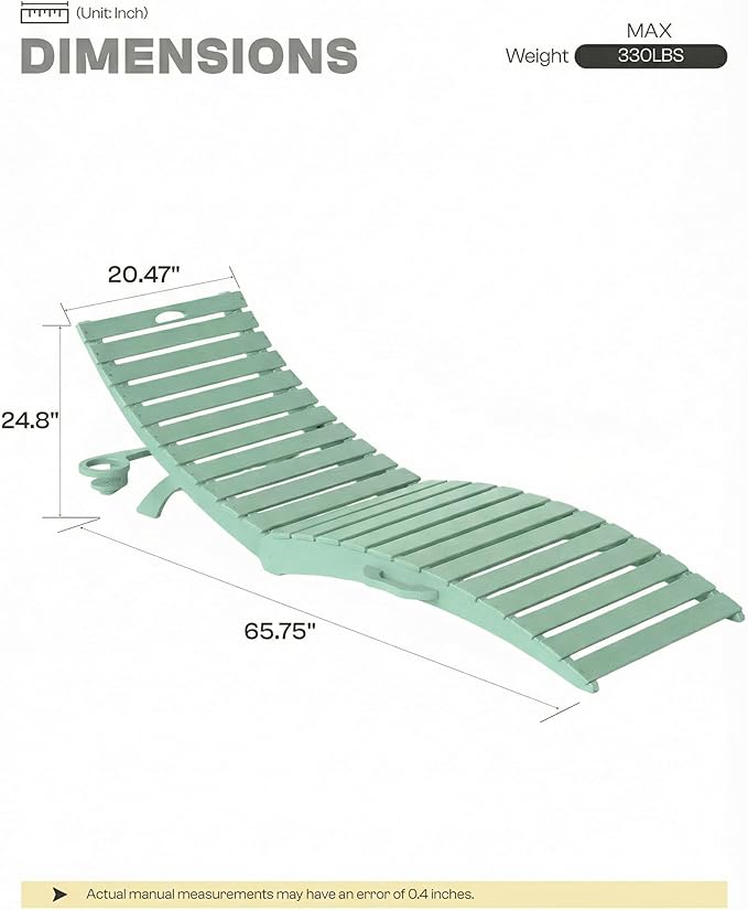 Folding HDPE Pool Lounge Chairs Set of 4, Pre-Assembled Outdoor Chaise Lounge