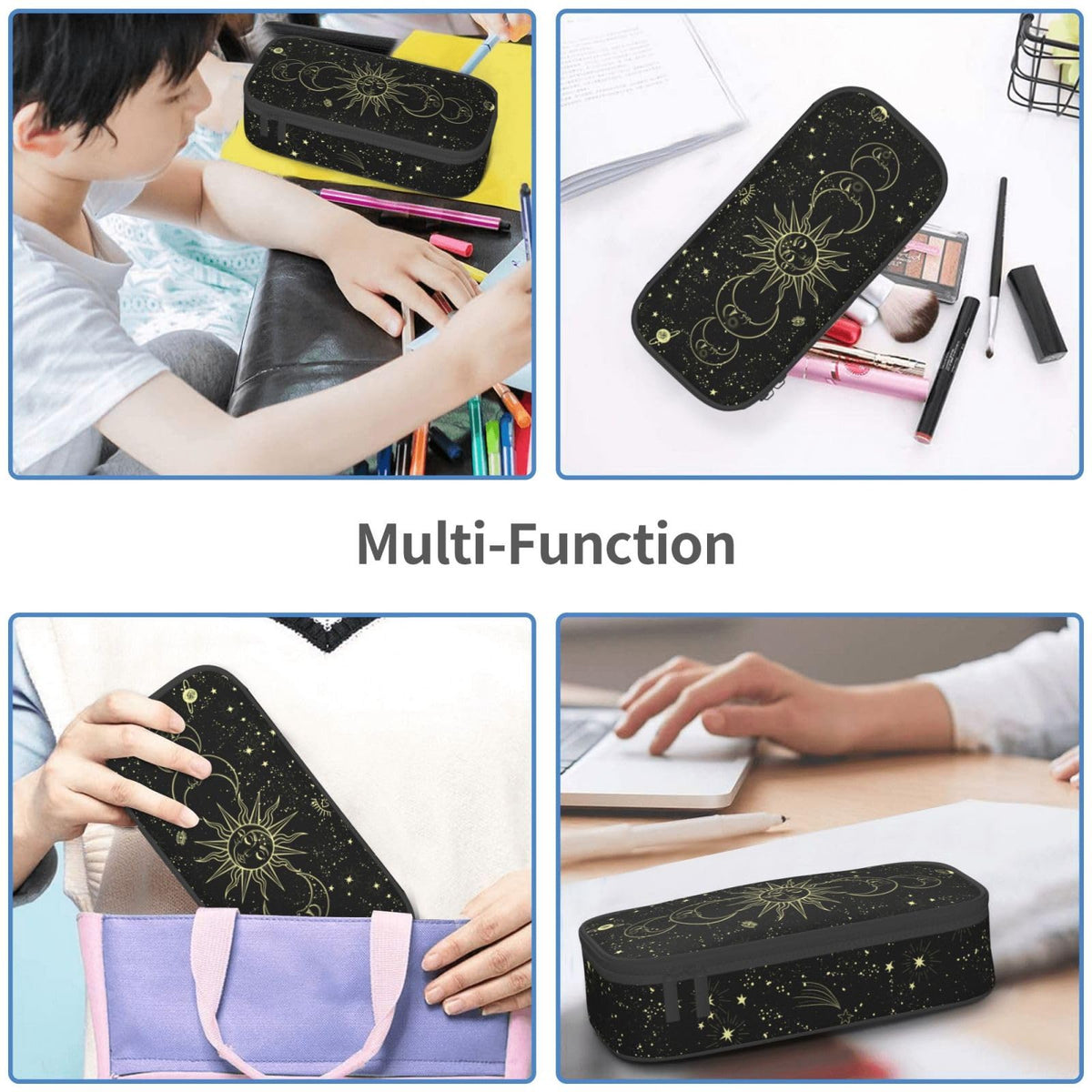 Droerfes Moon Sun Pencil Case Pencil Pouch Large Capacity Pen Bag School Office Organizer Stationery Storage Box For Girls Boys Teen Kids