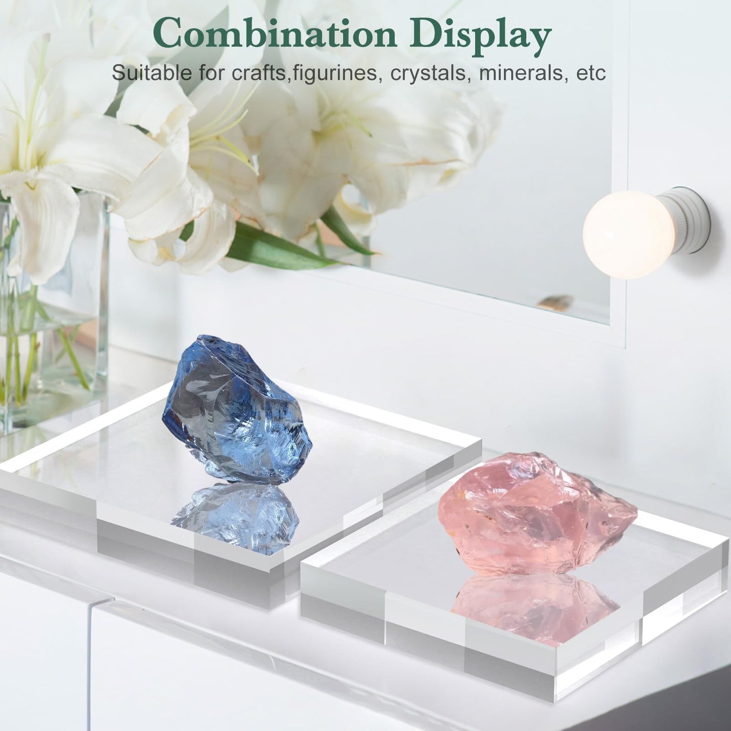 SAMYUCHO Acrylic Base Stand 8 Pack 6 X 6 X 1 Inch Acrylic Blocks for Display Trophy Base Clear Square Cube Riser Display Cylinder Pedestal Stands for Collectibles Jewelry Props Food Display