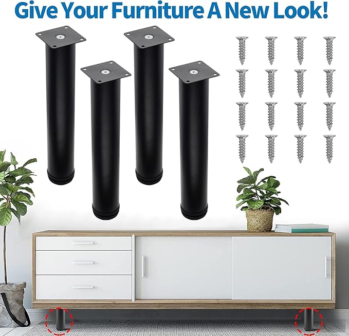 12 Inch Metal Furniture Legs Stainless Steel Adjustable Legs Black Metal Legs