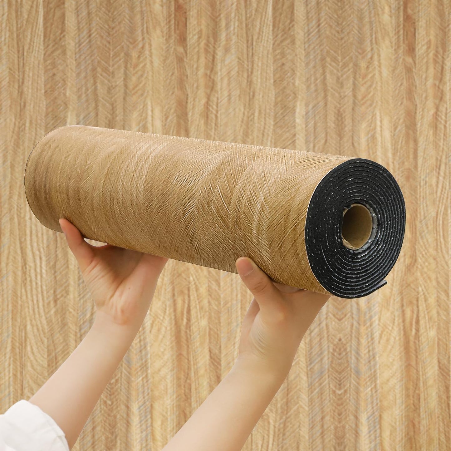 Chejiaye Wood Grain Peel and Stick 3D Wall Panel -15.75"x118"Soundproof Self-Adhesive Wall Sticker, Removable Thick PVC Slat Contact Paper for Kitchen Bedroom,Ceiling Wall Decoration (Dark Brown)