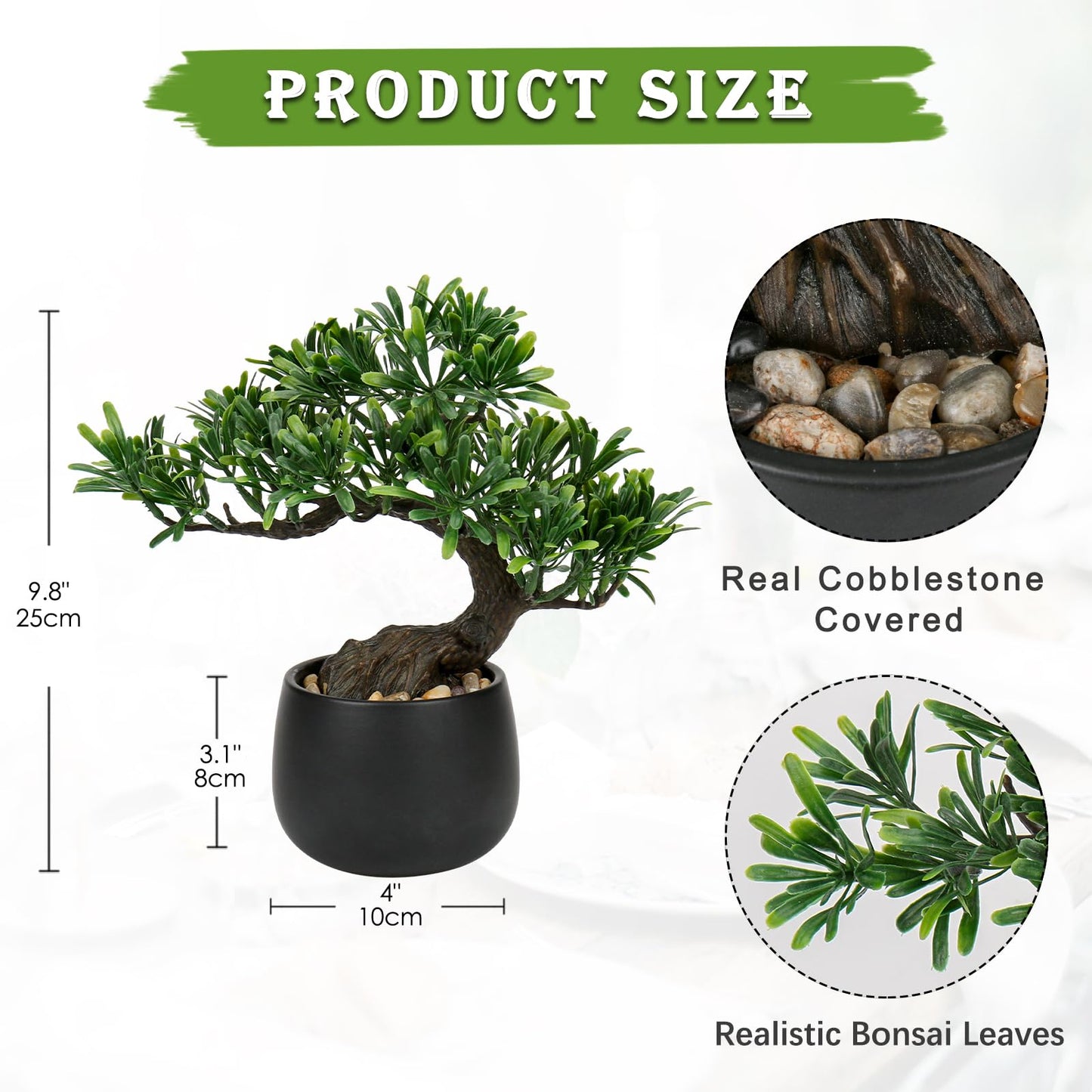 Artificial Bonsai Tree Juniper Faux Plants Indoor Fake Plants Decor with Ceramic Pots for Home Table Office Desk Bathroom Shelf Bedroom Living Room Farmhouse Decorations
