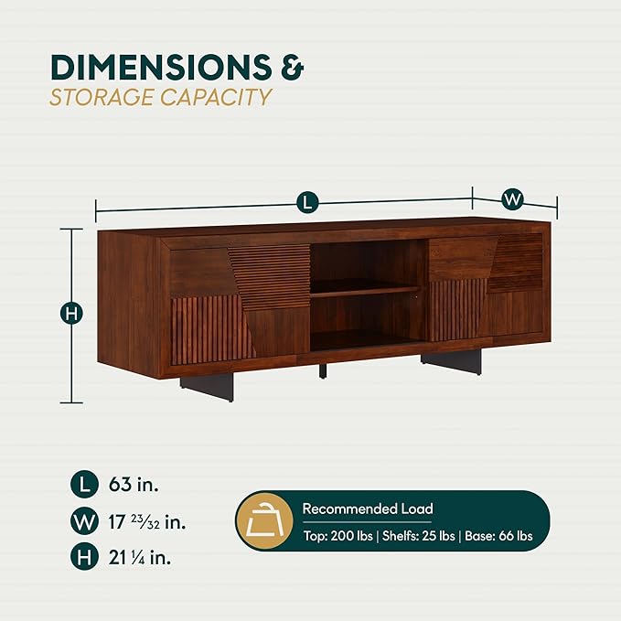 Trapeze TV Stand for Living Room – Wooden Media Console