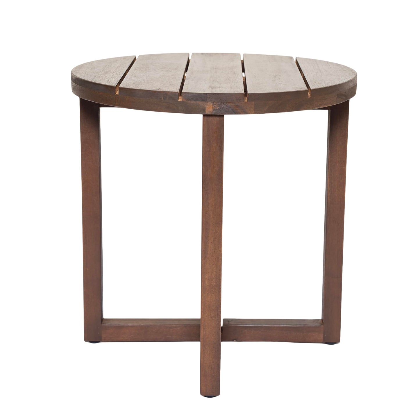 Christopher Knight Home Jara Outdoor Round Side Table, Slat Panel Small Coffee Table, Acacia Wood Side Desk for Backyard Balcony Garden, Weather Resistant Patio End Table, Dark Oak