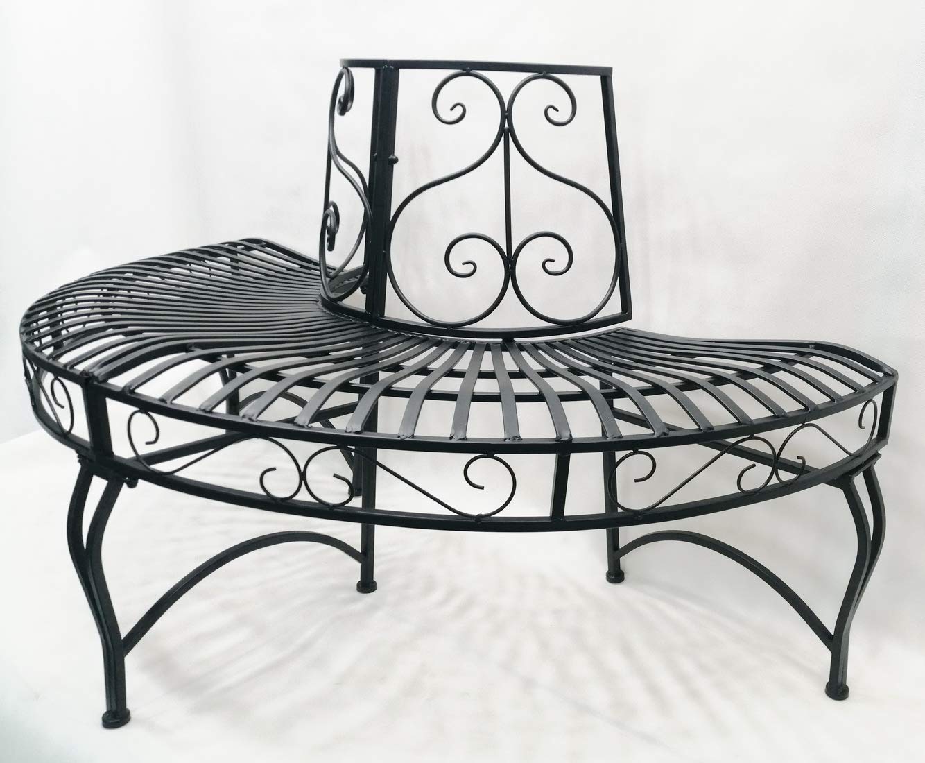 HI-LINE Black SEMI-Circle Tree-WRAP Bench