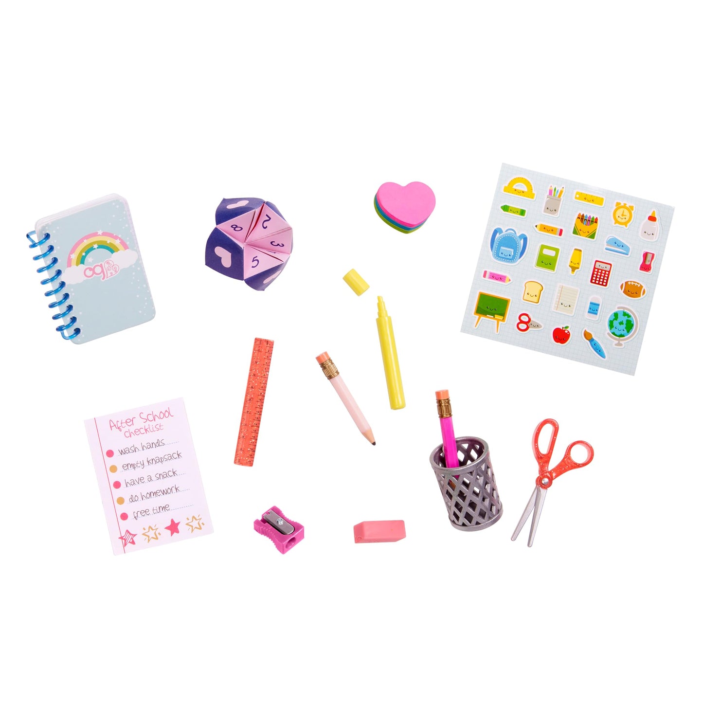 Our Generation – 18-inch Doll Accessories – Desk & Chair Dollhouse Furniture – School Supplies Set – Pretend Play – Toys for Kids Ages 3 & Up – Brilliant Bureau Desk Set