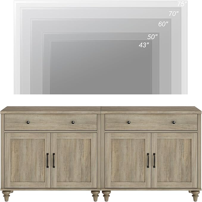 WAMPAT Farmhouse TV Stand for 75 inch TV