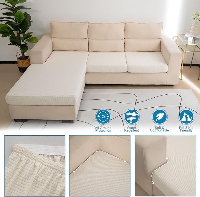 Water Repellent L Shaped Couch Covers 4 Pieces Sofa Seat Cushion Slipcovers