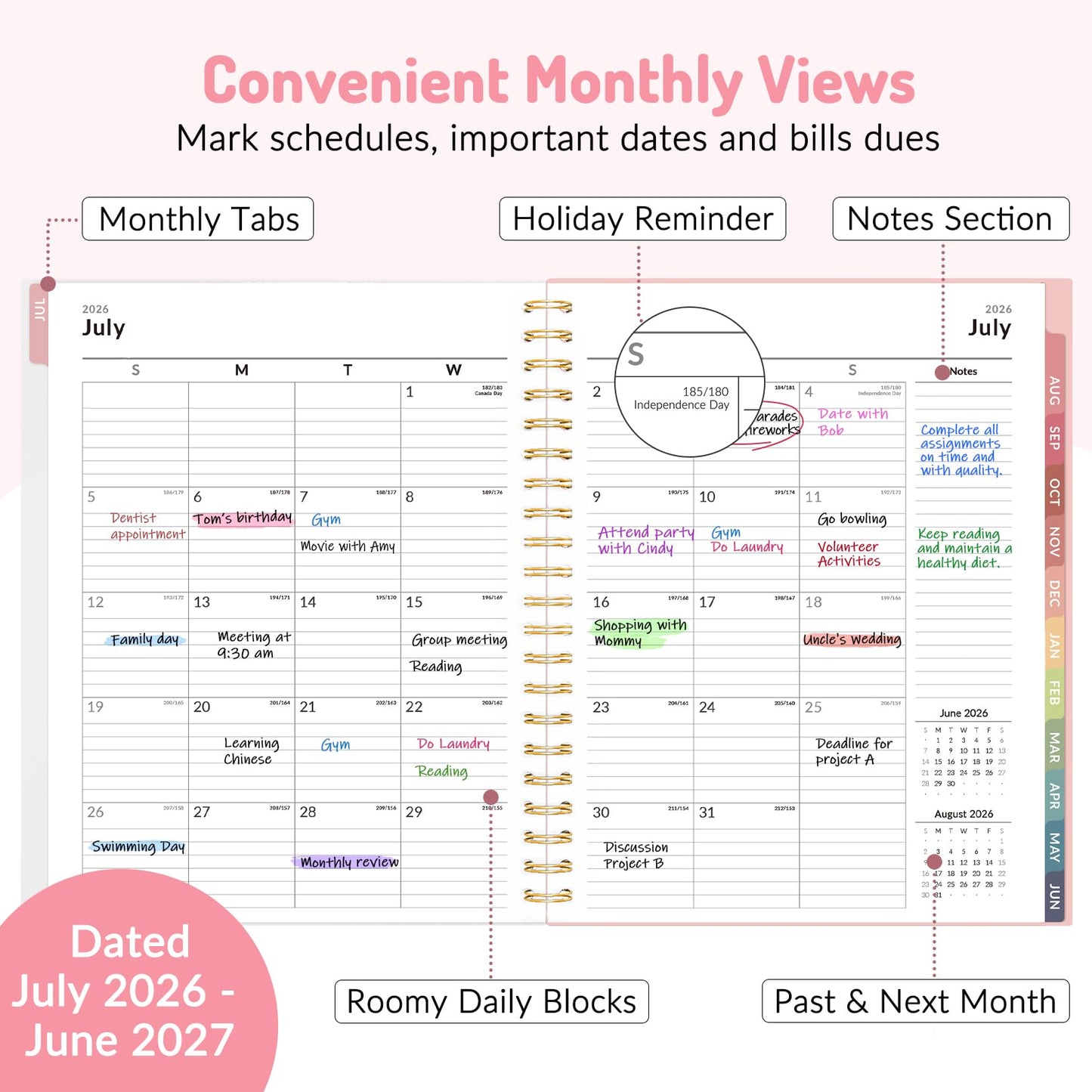 Teacher Planner 2026-2027, Forvencer Academic Planner 2026-2027, Jul 2026 - Jun 2027, 8.5"x11", Weekly & Monthly Planning Book with 7 Periods, School Agenda for Teacher Student, A4, Color Stripes