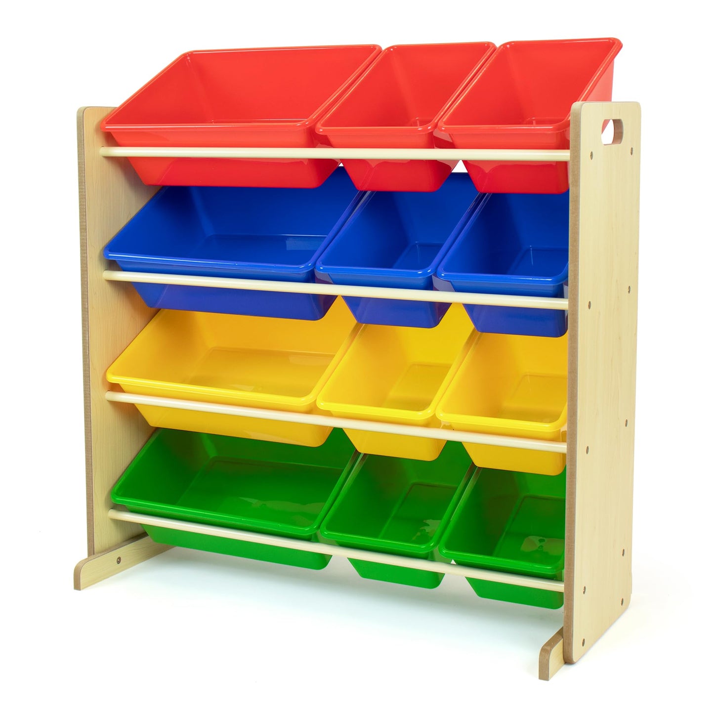 Humble Crew Kids' Toy Storage Organizer with 12 Plastic Bins, Natural/Primary, Model Number: WO560