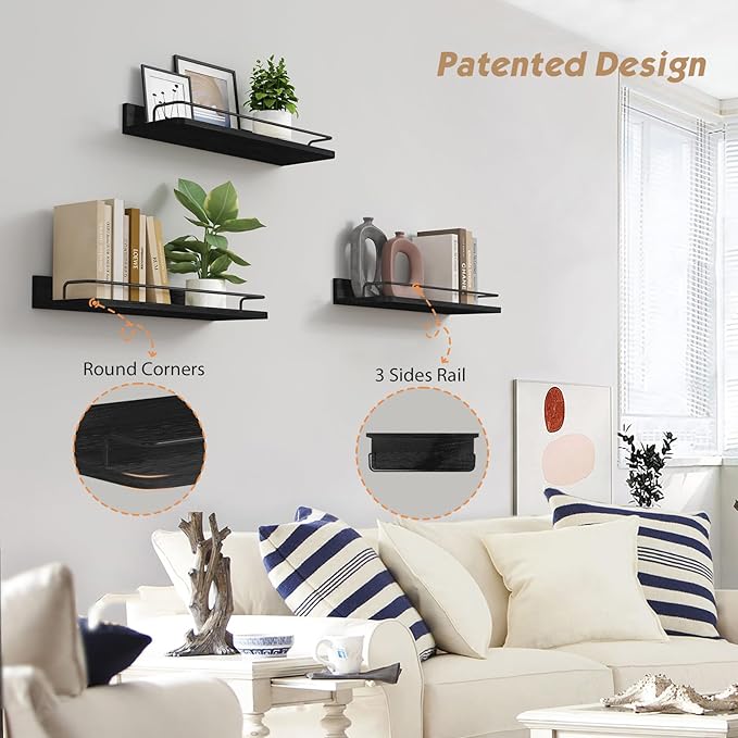Forbena Black Floating Shelves for Wall, Bahtroom Wall Shelves Over Toilet