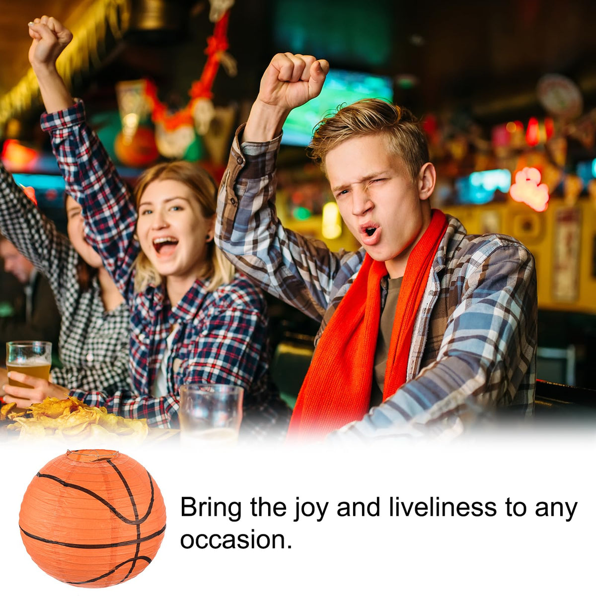MECCANIXITY Basketball Paper Lanterns, 12" Round Hanging Chinese/Japanese Lantern Decoration for Home Birthday Party Wedding Christmas Classroom Decor, Orange 3 Pcs