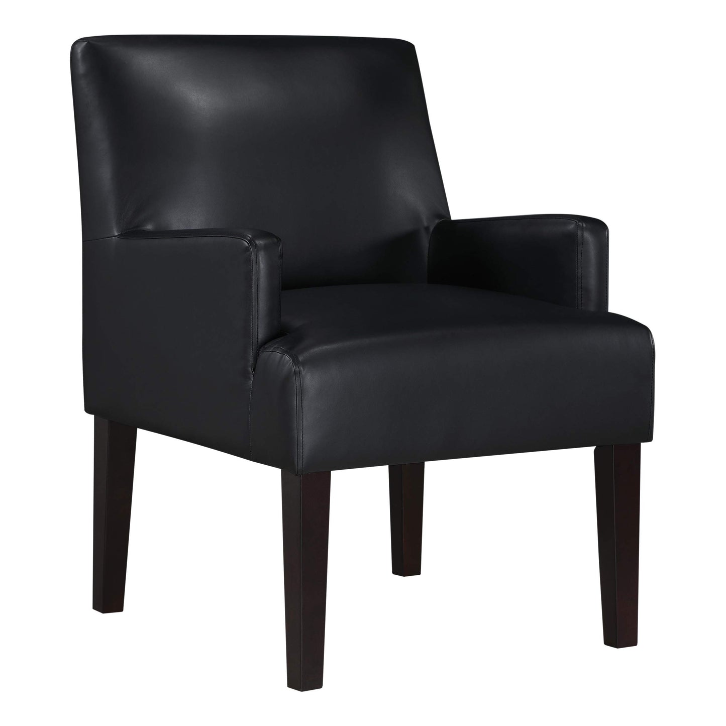 OSP Home Furnishings Main Street Upholstered Guest Chair with Espresso Finish Accents, Black Faux Leather