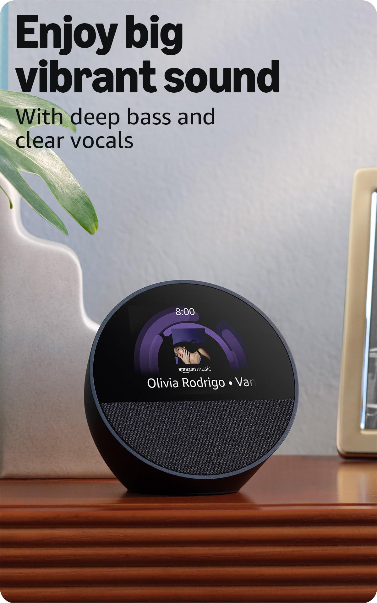 Like-New Amazon Echo Spot (newest model), Great for nightstands, offices and kitchens, Smart alarm clock, Designed for Alexa+, Ocean Blue