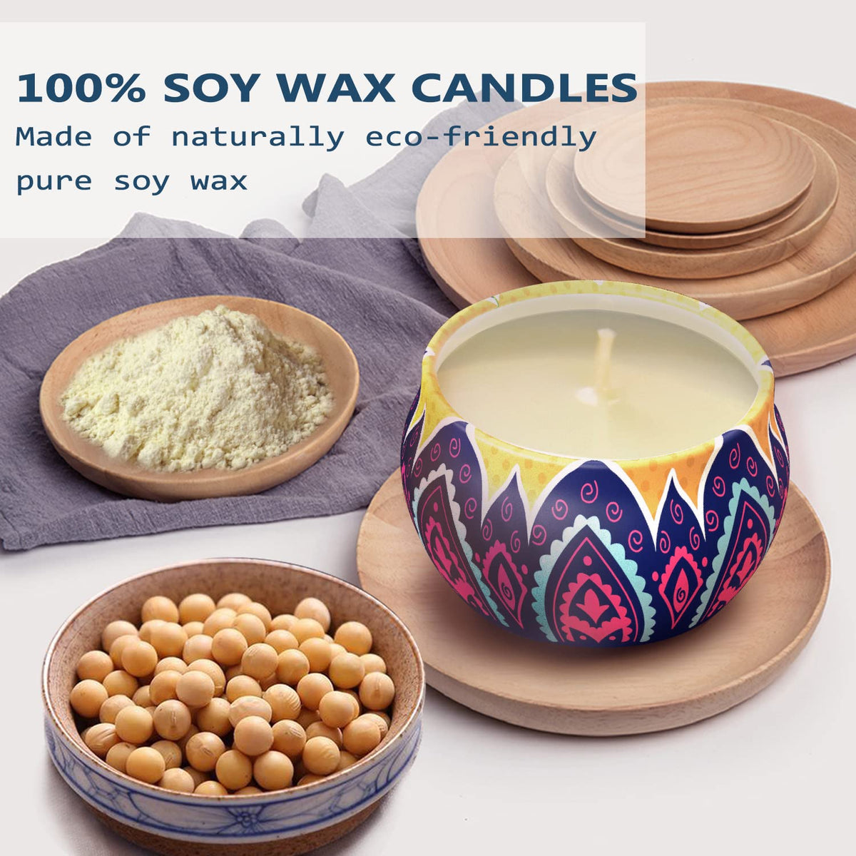 Scented Candles Gift Set Mom Gifts 4 Cans Aromatherapy Candle 4.4 Oz Natural Soy Wax Bath Yoga Unique Mothers Day Gifts Christmas Birthday Gifts for Women Wife Friends
