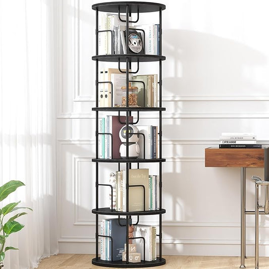 5Tier Rotating Bookshelf, Spinning Bookshelf Tower, 360 ° Display Space Saving
