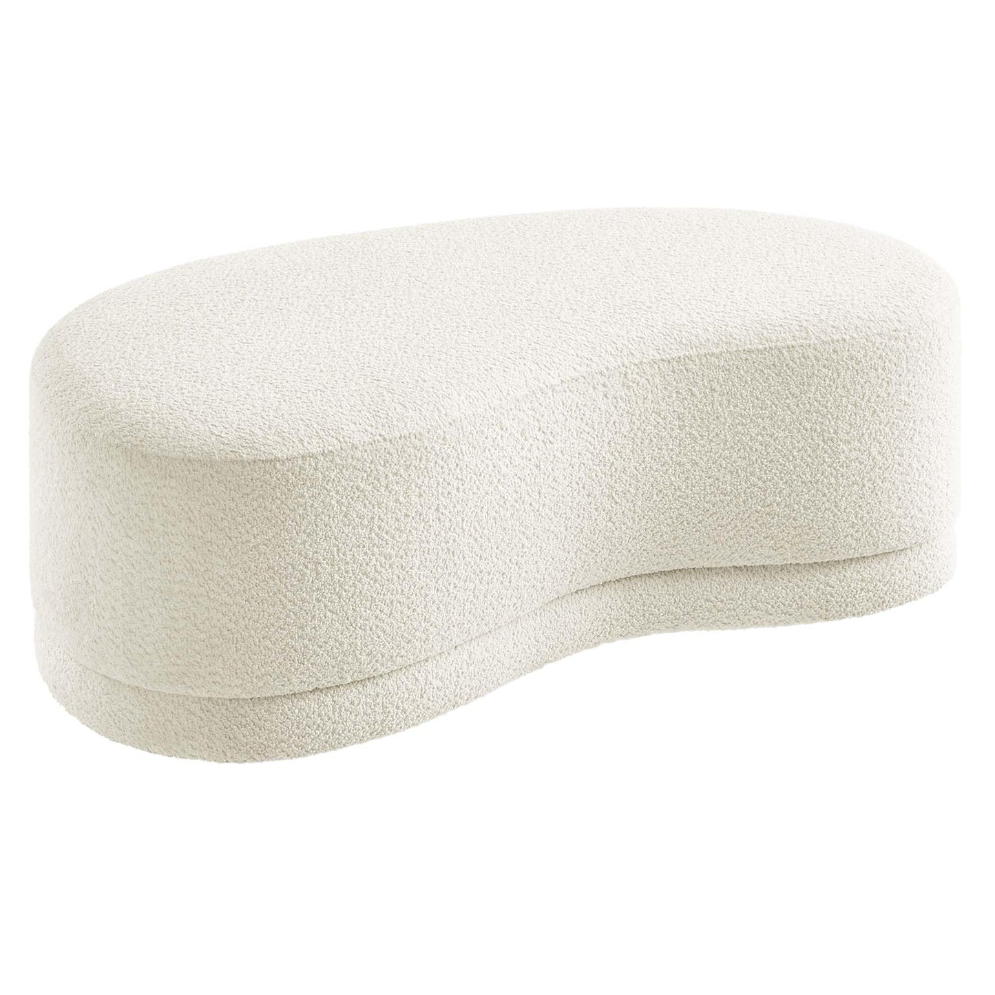 Modway Nimbus 48 Inch Curved Ottoman Bench in Cream - Soft Fabric Chenille Ottoman - Versatile Bedroom Bench - Bouclé Footstool - Upholstered Coffee Table - Bedroom and Living Room Furniture