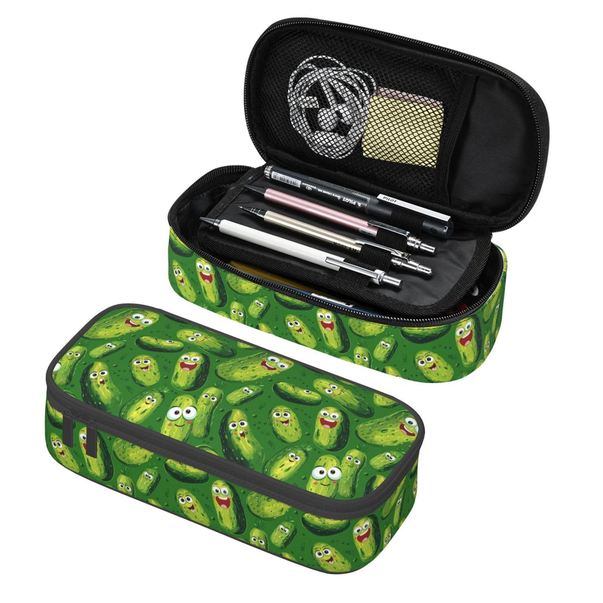 Geoocii Happy Pickle Large Capacity Pencil Case Organizer Pencil Pouch Stationery With Zipper School Supplies Pencil Bag For Girls Boys Teens Adult Office