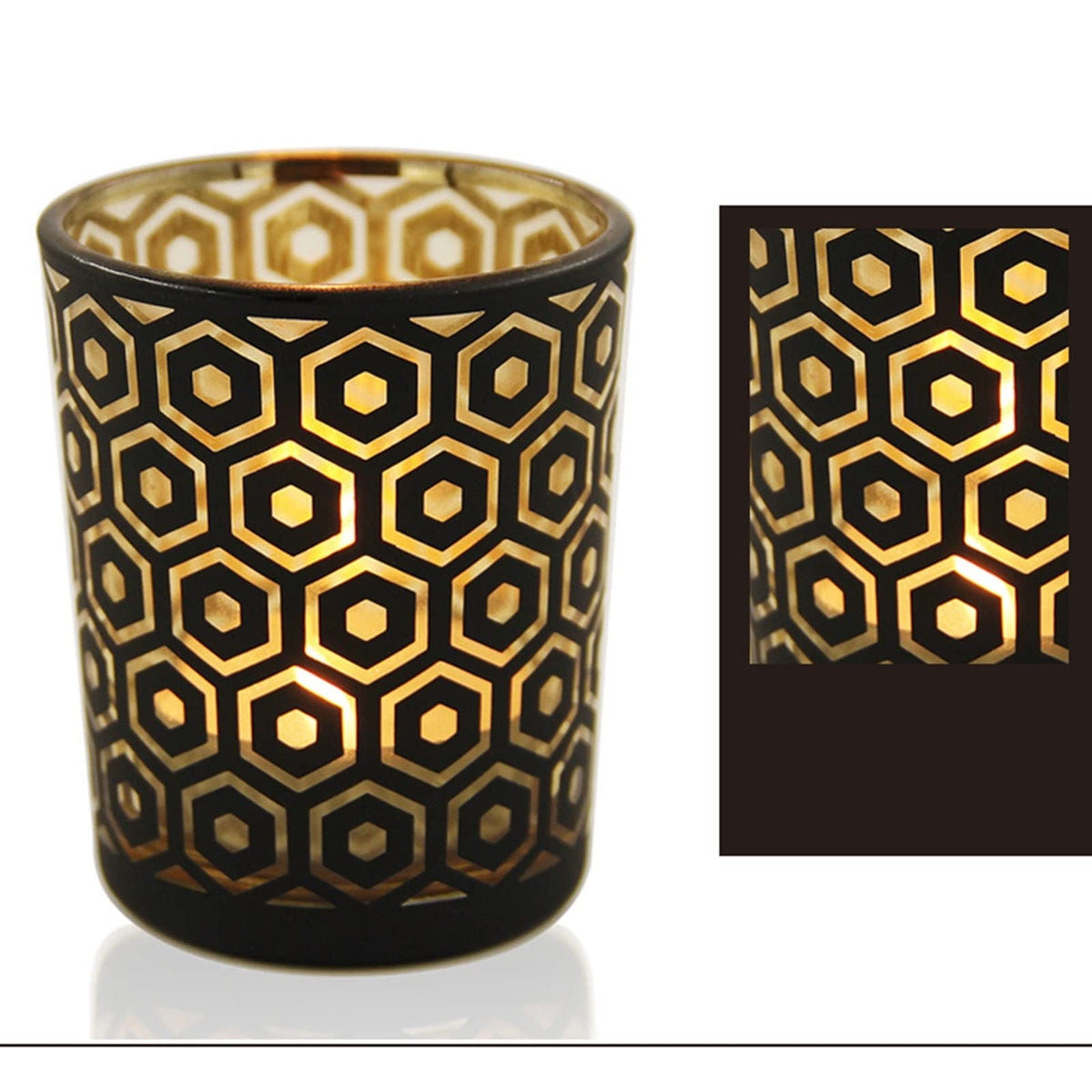Candle Holder 4pcs Candle Holder Golden Cup Candlestick Column with Geometric Patterns Desktop Tealight Holder for Table Party Decoration Candlestick