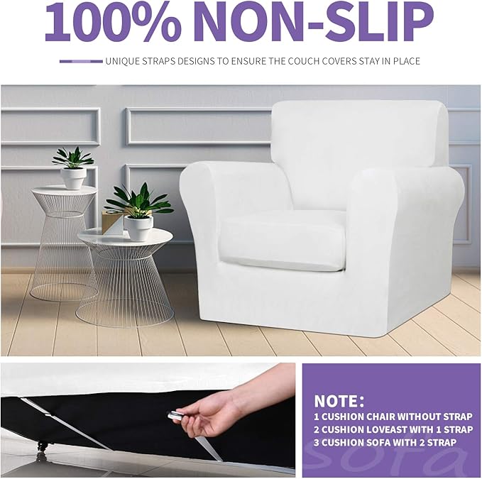 ZNSAYOTX Oversized Velvet Couch Cover 4 Piece Stretch Sofa Covers