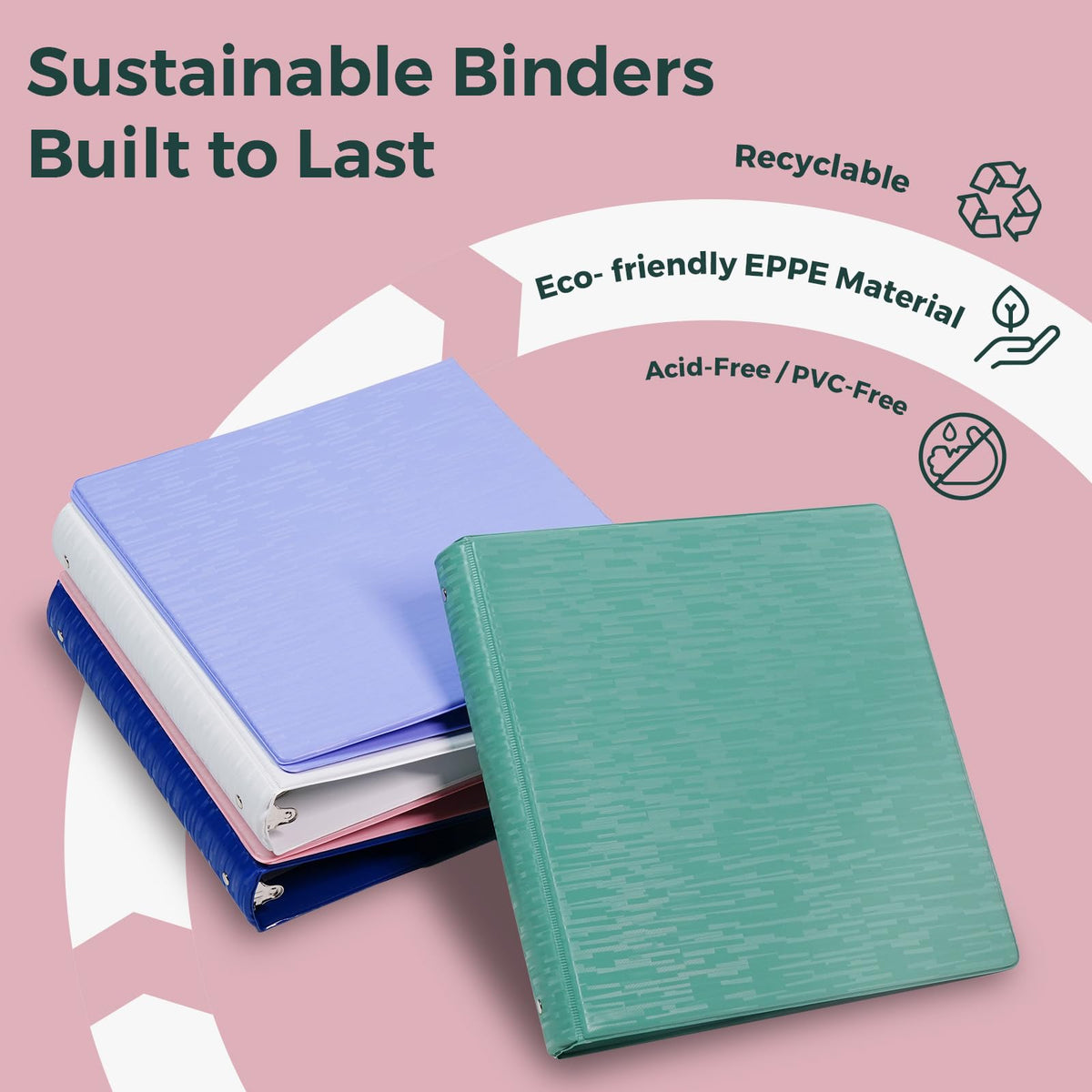 POPRUN 3 Ring Binder 1 Inch, PVC-Free, Holds 175 Sheets of 8.5 x 11 Paper, Extra Durable Organizer with 2 Pockets for School & Office, Heavy-Duty, 4 Pack, Midnight Green