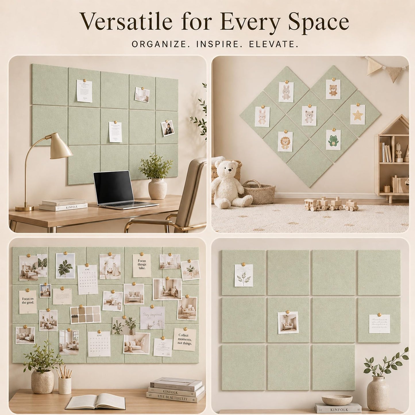 Baysola Felt Bulletin Board Panels 36 x 24 Inch Self Adhesive Wall Tiles Cork Board Alternative for Office Classroom Photos Notes 6 Pack
