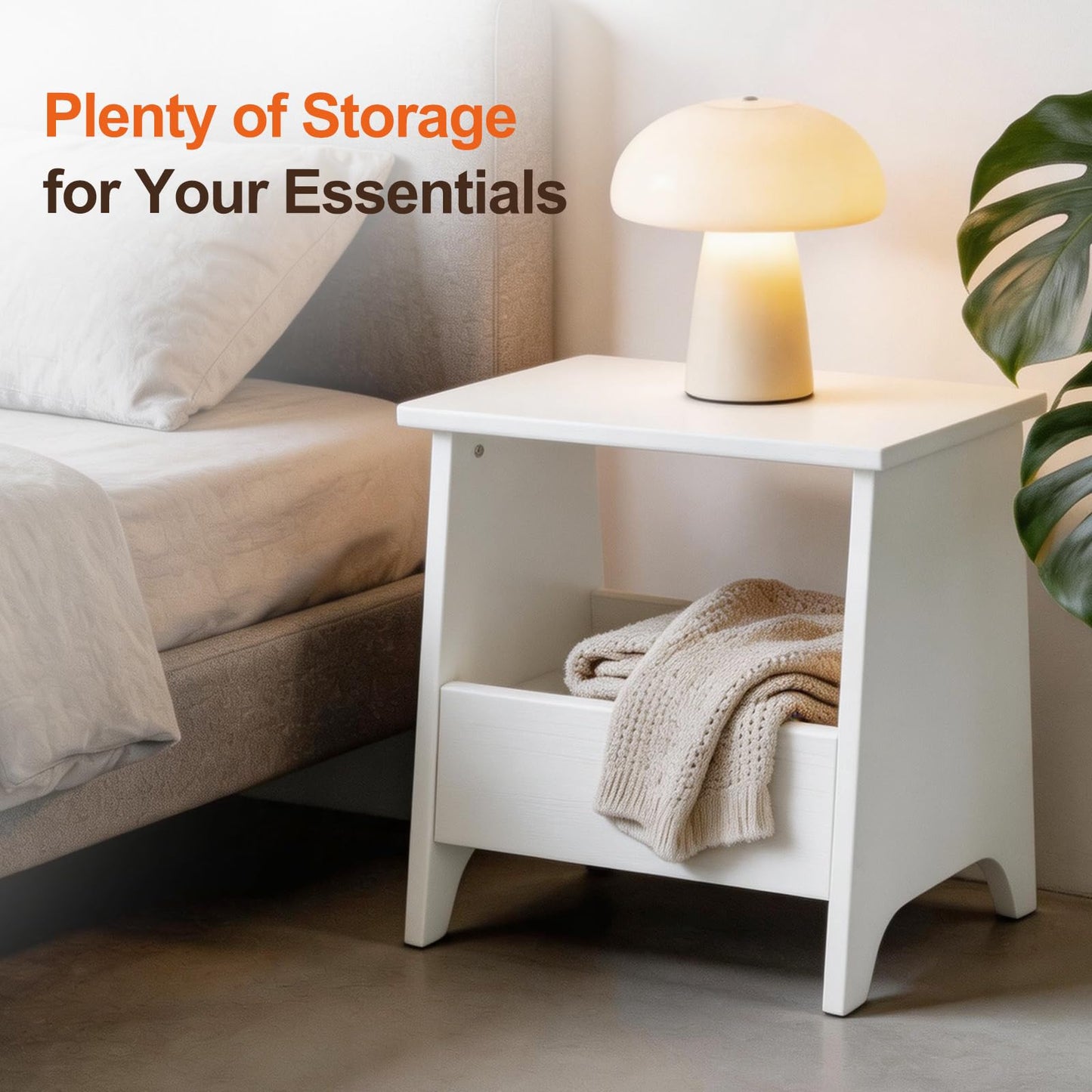 King Oasis Small Storage Stool with Flat Top, 15.7" Modern Footstool Ottoman for Living Room & Bedroom, Narrow Shoe Bench/Side Table for Entryway, Bathroom, Bedroom and Small Spaces, White