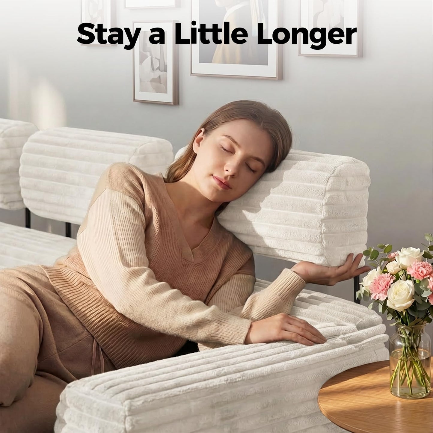 CAMMOO Couch Headrest Extender, 3 Pack Beige Corduroy