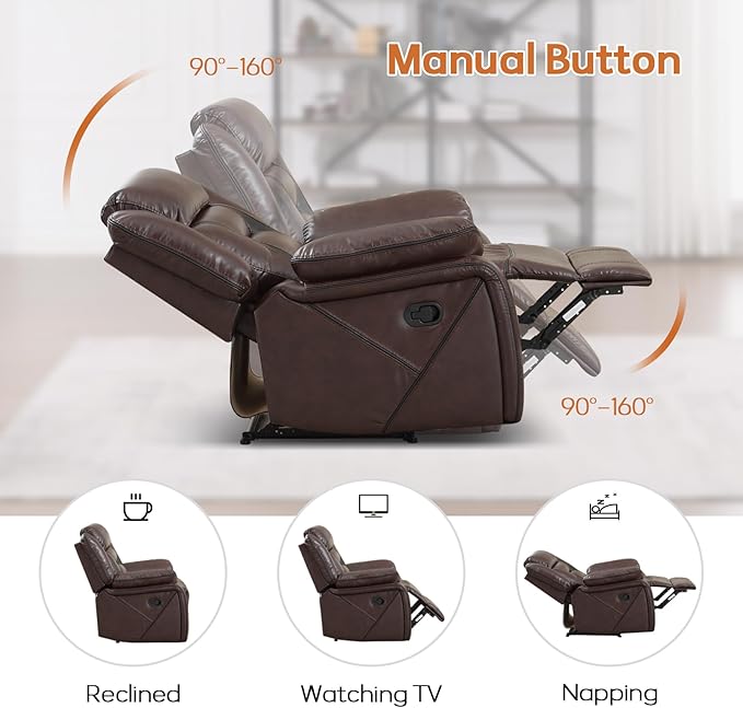 EBELLO Faux Leather Recliner Sofa Furniture Set