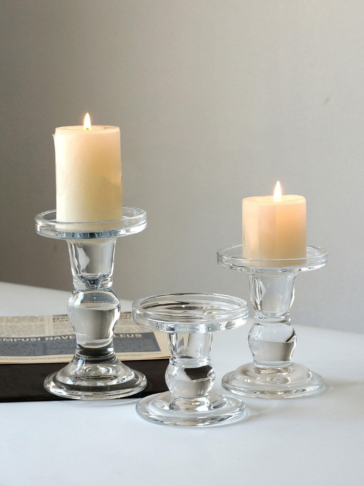 YUHUAWF Candle Holderss Glass Candle Holder, Candlelight Dinner Decoration, Aromatherapy Candle Holder Decorative Candlestick(Medium)