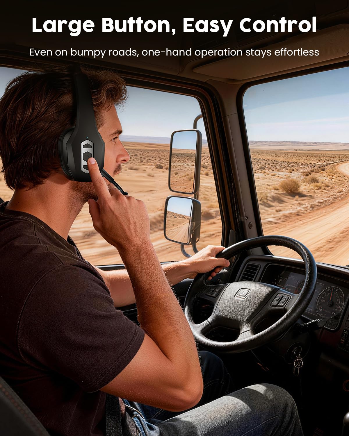 OTYHVV Trucker Bluetooth Headset with Charging Base, Wireless Hands-Free Headset with Noise Canceling Mic & Mute Button, 56Hrs Working Time PC Headsets for Cell Phones, Computer, Truck Driver